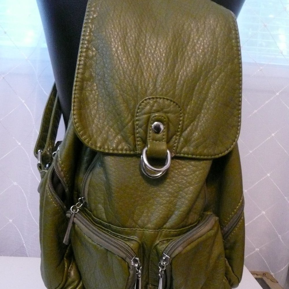 Green Back Pack Purse, Straps and Handle
